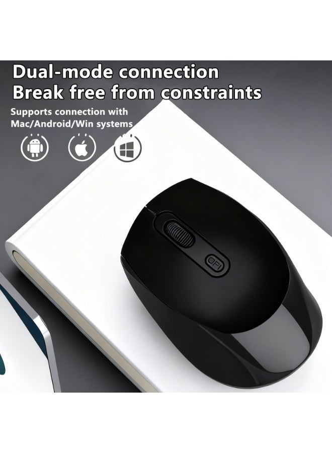 زها ماوس لاسلكي بتقنية بلوتوث، بلوتوث 5.1 + مستقبل لاسلكي USB بتردد 2.4 جيجاهرتز، ماوس لاسلكي صامت قابل لإعادة الشحن من النوع C لأجهزة الكمبيوتر الشخصية، وأجهزة الكمبيوتر المحمولة، والأجهزة اللوحية، والهواتف المحمولة، DPI مضبوط مسبقًا - أسود - Image 5
